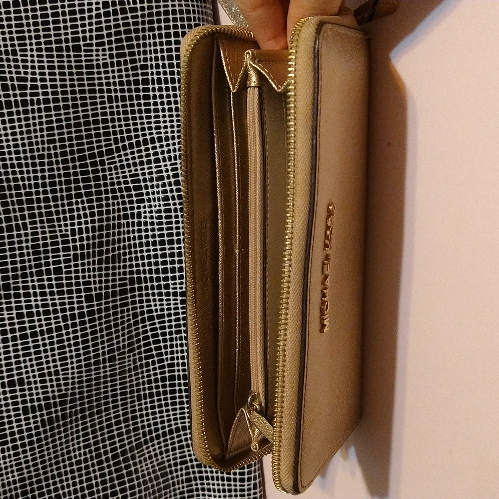 M.K Golden metallic Leather Wallet - Picture 8 of 12